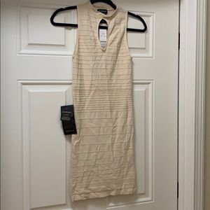 Bebe Kara Textured Stripe Dress in Sandshell